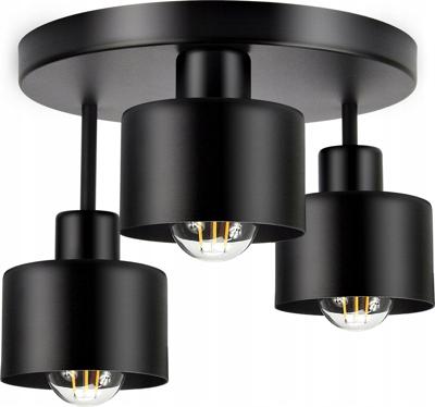 Prestara Plafondlamp Industrieel Zwart - 3 x E27 - Plafonnière Woonkamer, Kinderkamer, Slaapkamer - Hangklaar - excl. Lichtbron