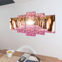 The Living Store Canvas Muurdrukset - Kersenbloesem - 100 x 50 cm - 5 panelen
