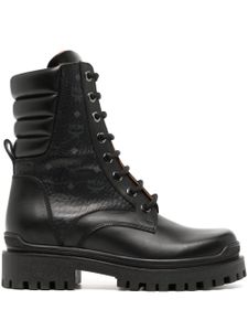 MCM Visetos-print leather lace-up boots - Noir