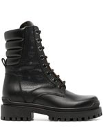 MCM Visetos-print leather lace-up boots - Noir - thumbnail