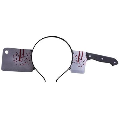 Halloween/horror diadeem - bloederige hakbijl - kunststof - verkleedaccessoires