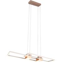 LED Hanglamp - Trion Zuru - 37W - Aanpasbare Kleur - Dimbaar - Rechthoek - Koffie - Aluminium