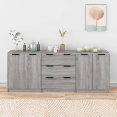 3-delige Dressoirs bewerkt hout grijs sonoma eiken