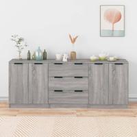 3-delige Dressoirs bewerkt hout grijs sonoma eiken