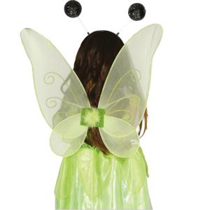 Vlinder verkleed set - vleugels en diadeem - groen - kinderen - carnaval verkleed accessoires