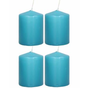 Cilinderkaars/stompkaars - 6x - turquoise - 6 x 8 cm - 29 branduren