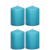 Cilinderkaars/stompkaars - 6x - turquoise - 6 x 8 cm - 29 branduren