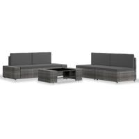 5-delige Loungeset poly rattan grijs