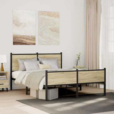 Bedframe zonder matras metaal sonoma eikenkleurig 150x200 cm