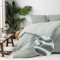 Dekbedovertrek Summer Teddy - Tweepersoons (200x220 cm) - Groen Microvezel - Dessin: Effen - Fresh and Co - Dekbed-Discounter.nl