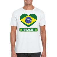 Brazilie hart vlag t-shirt wit heren 2XL  -