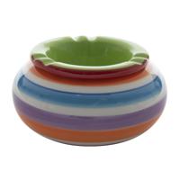 Stormasbak - rond - terras asbak - groen - keramiek - 14 x 7 cm