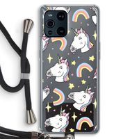 Rainbow Unicorn: Oppo Find X3 Pro Transparant Hoesje met koord