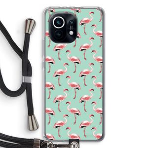 Flamingoprint groen: Xiaomi Mi 11 Transparant Hoesje met koord