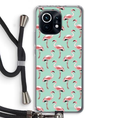 Flamingoprint groen: Xiaomi Mi 11 Transparant Hoesje met koord