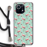Flamingoprint groen: Xiaomi Mi 11 Transparant Hoesje met koord