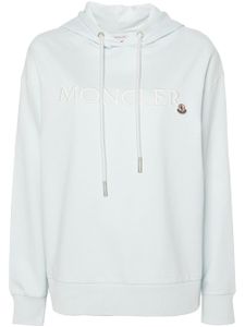 Moncler hoodie en coton à logo brodé - Bleu