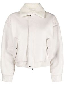 Salvatore Santoro veste en cuir à col lainé - Tons neutres