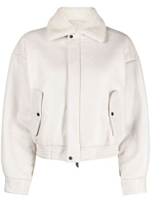 Salvatore Santoro veste en cuir à col lainé - Tons neutres