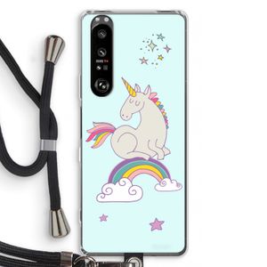 Regenboog eenhoorn: Sony Xperia 1 III Transparant Hoesje met koord