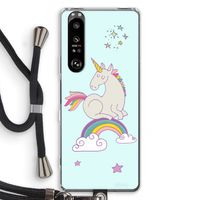 Regenboog eenhoorn: Sony Xperia 1 III Transparant Hoesje met koord