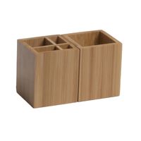 2x stuks Bamboe houten keukengerei houder vierkant 10 x 8 cm   -