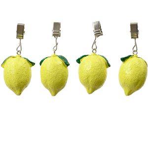 Tafelkleedgewichtjes/hangers - 4x - citroen - ijzer - geel