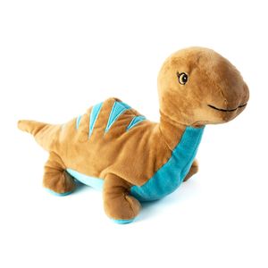 Warmte/magnetron opwarm knuffel - Dinosaurus - bruin - 35 cm - pittenzak