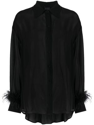 PINKO chemise à ourlet bordé de plumes - Noir