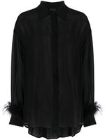 PINKO chemise à ourlet bordé de plumes - Noir - thumbnail