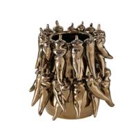 Boltze Home vaas peperony dia19x19cm aardewerk metallic bruin