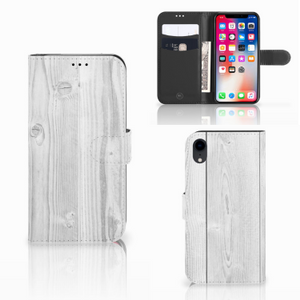 Apple iPhone Xr Book Style Case White Wood