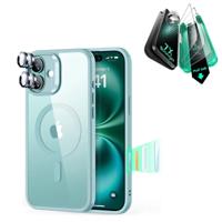 iPhone 16 Classic Hybrid Magnetic Case (Camera Control) & Screen Protection Bundle - Clear Green