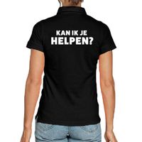 Kan ik je helpen beurs/evenementen polo shirt zwart dames