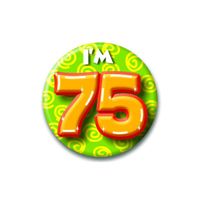 Verjaardags button I am 75 - thumbnail