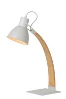 Lucide CURF Bureaulamp-Wit-1xE27-60W-Hout - thumbnail