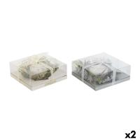 Kaars DKD Home Decor Gouden Zilverkleurig Kerstmis 21,5 x 21,5 x 8,5 cm (2 Stuks)