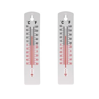 Gerimport Thermometer - 2x - kunststof - 20 x 4 cm - wit - tot 50 graden Celsius