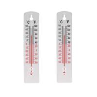 Gerimport Thermometer - 2x - kunststof - 20 x 4 cm - wit - tot 50 graden Celsius