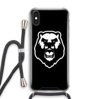 Angry Bear (black): iPhone X Transparant Hoesje met koord