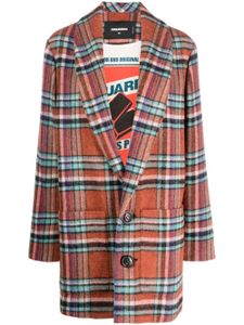 DSQUARED2 manteau boutonné en laine à carreaux - Marron