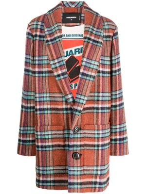 DSQUARED2 manteau boutonné en laine à carreaux - Marron