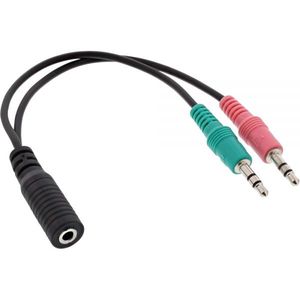 InLine 0.15m, 3.5mm/2x3.5mm audio kabel 0,15 m Zwart