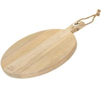 Snijplank rond met handvat 36 cm van mango hout - thumbnail