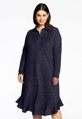 Yoek Jurk polo-kraag LUREX | Paars | Maat 54/56