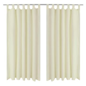 VidaXL Micro-satijnen gordijnen met ringen 140 x 225 cm 2 stuks (creme)
