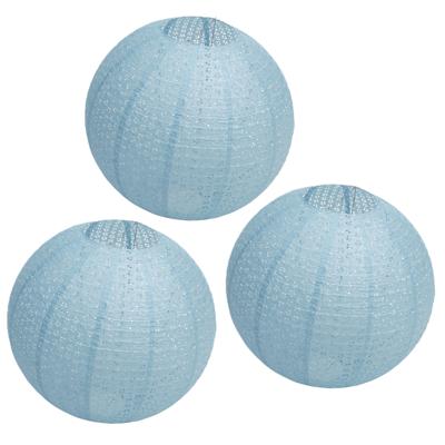 Chaks Lampion - 3x - luxueus -? bolvormig - licht blauw - 40 x 37.5 cm - papier - gedecoreerd?