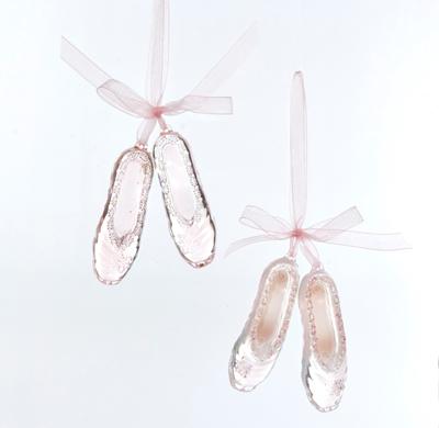 Acrylic Pink Ballet Shoes Ornament 4 inch - Kurt s adler