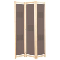 Kamerscherm met 3 panelen 120x170x4 cm stof bruin