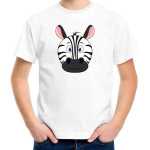 Cartoon zebra t-shirt wit voor jongens en meisjes - Cartoon dieren t-shirts kinderen